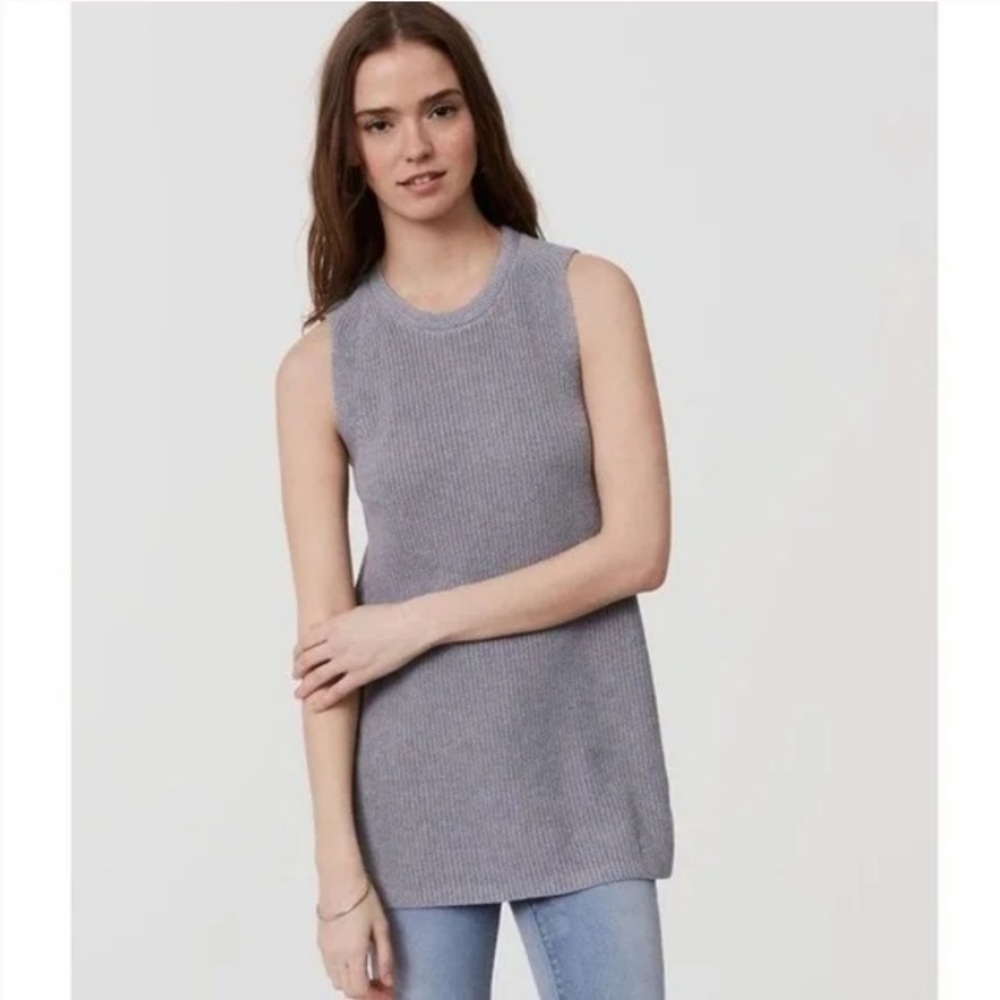 Loft Sleeveless Sweater Gray Tank Size XS